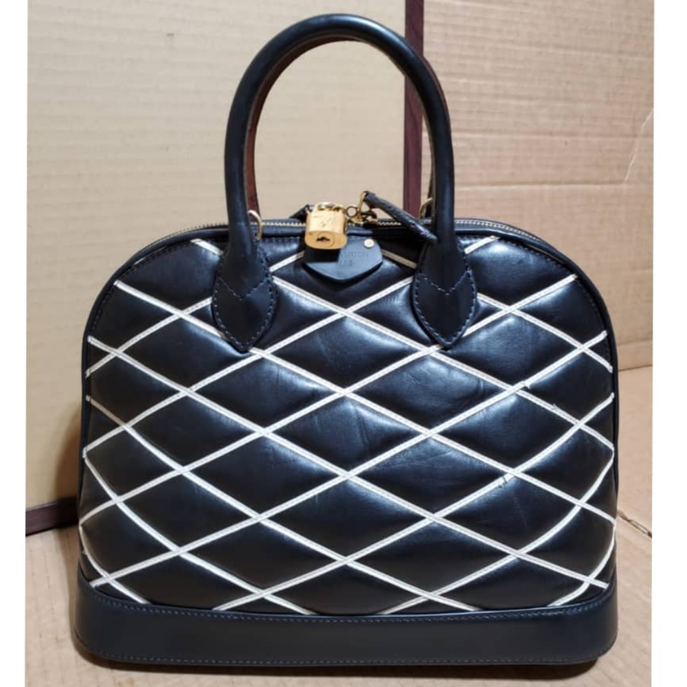 Authentic LOUIS VUITTON Black Malletage Alma PM Bag